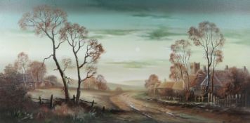 Wendy Reeves (British, Born 1945) Country Scene signed (lower right), oil on canvas 50 x 100cm (