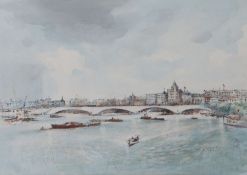 Arthur Edward Davies R.B.A, R.C.A (British, 1893-1988) 'View of the Thames'