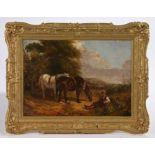 H Hardy (British, 19th Century) Figure and Horses (After Smythe) oil on canvas, inscribed to reverse