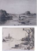 Charles Mayes Wigg (British, 1889-1969) 'Yarmouth' & 'Bolton Bridge' both signed, two etchings 13