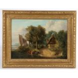 Attributed to Samuel David Colkett (British, 1806-1863) Woodland Scene with Cottage, Cattle and
