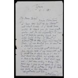 Walter Dexter R.B.A (British, 1876-1958) Autographed Letter