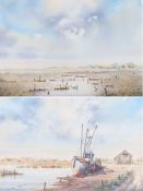 Andrew Freebrey (British, 20th Century) 'Thornham, Norfolk 2000' & 'Across The Marshes, Brancaster