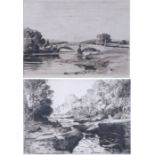 Charles Mayes Wigg (British, 1889-1969) 'Bolton Bridge' & 'The Strid' both signed, two etchings 18 x