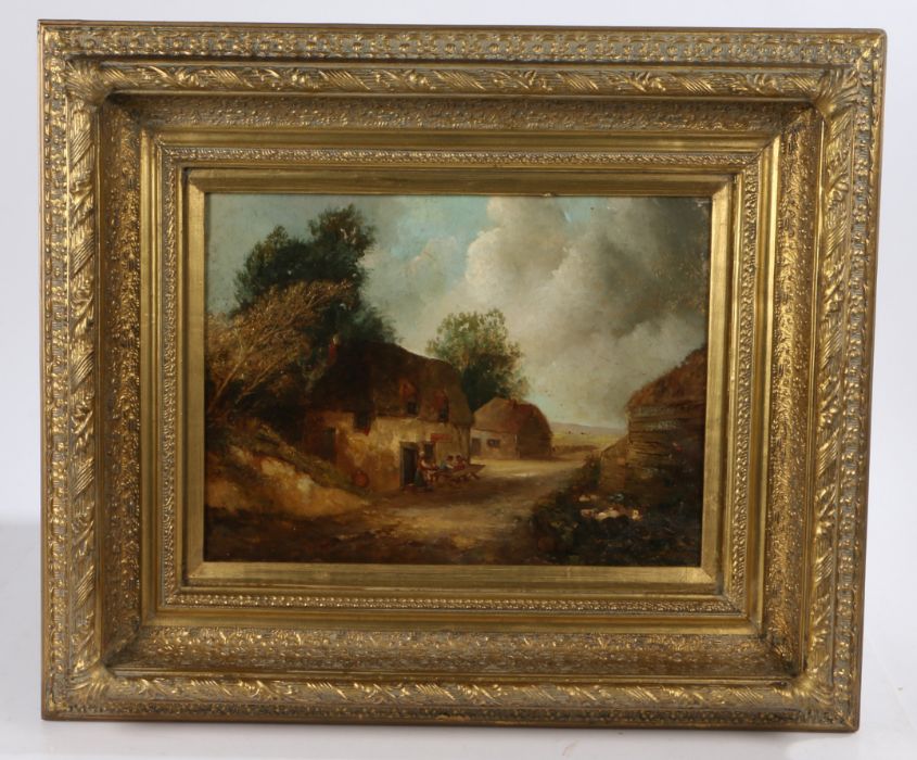 Norwich School (19th Century) Figures by an Inn oil on canvas 29 x 39cm (11.5'' x 15.5'')