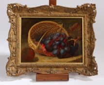 Eloise Harriet Stannard (British,1829-1915) Still Life Study of Grapes and Apple in a Basket