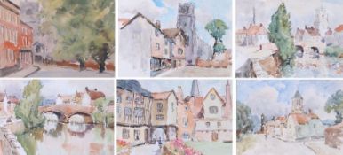 Rowland Fisher RI, RSMA (1885-1969) Titled views of Norwich Group of six watercolours Assorted sizes