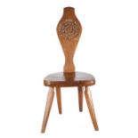 Jack Grimble of Cromer (British, 20th Century) Country Oak Chair, the back carved with Tudor rose