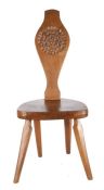 Jack Grimble of Cromer (British, 20th Century) Country Oak Chair, the back carved with Tudor rose