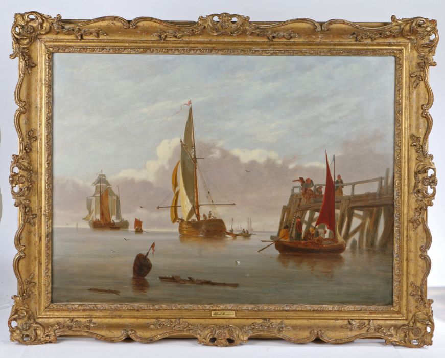 Alfred Stannard (British, 1806-1889) 'Shipping Off Gorleston Pier' signed (lower left), oil on