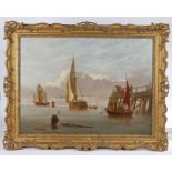 Alfred Stannard (British, 1806-1889) 'Shipping Off Gorleston Pier' signed (lower left), oil on