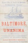 Regular line of Vessels for Baltimore, a 19th Century shipping flyer, The fine and first class