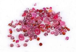 A Collection of loose Ruby gemstones, estimated total of 15.62 carats in rubies, (qty)