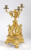 19th Century gilt gesso candelabra, with a leaf and flower head body with three candle holders,