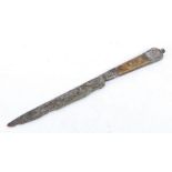 A 16th Century Tudor period knife, with a steel blade, pinned grip and pommel to the end, 10cm