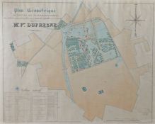 A French Normandy region 19th Century watercolour plan/map, Plan Crompetrique Du Chateau Des Ifs