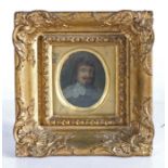 17th/18th Century School, a portrait miniature of a gentleman dressed in black, his face with a