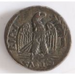 Roman silver coin, Nero Tetradrachm, 63AD, Antioch provincial. Obverse: Laureate bust of Nero facing