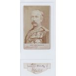 General Lord Wolseley, a Carte De Visite and a signed slip by General Wolseley Field Marshal