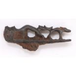 A Roman folding knife handle, 3rd Century AD in bronze with a hound chasing a hare, 6cm long For a