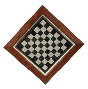 19th Century reverse mirror, in the form of a chess/games board, the chequer board with a black