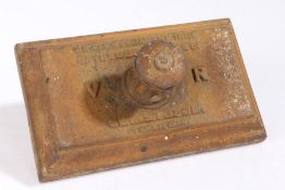 Crimea campaign interest, a desk weight with a castle for a handle above the text "RE-CAST FROM