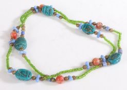 Egyptian necklace, with glass beads and scarab beetles