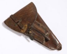 Second World War period Swedish Husqvarna/Lahti M40 leather pistol holster, Swedish triple crown