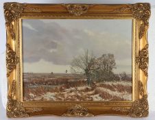 Anthony Dugdale (20th Century) Norfolk Landscape with Distant Mill, signed (lower left), oil on