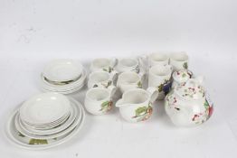 Collection of Portmeirion Pomona tea ware, to include a teapot, cups and saucers, cream jug sugar