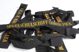 Selection of German, Argentinian and Chilean cap tallies including the training ship 'Gorch Fock',