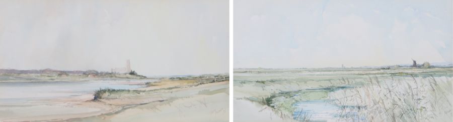 Jason Partner L.S.A (British, 1922-2005) 'Blythburgh Across The Estuary' & 'Marshes Near Halvergate'