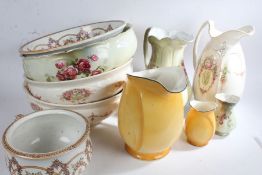 Collection of wash bowls and jugs etc (Qty)