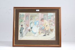 Patience Arnold (1901-1992), The Milkman, signed watercolour, housed in a wooden and glazed frame,