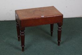 Victorian mahogany commode stool, the rectangular top opening to reveal a commode, raised on