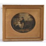 English School (19th Century) Romantic Couple Before a Cottage