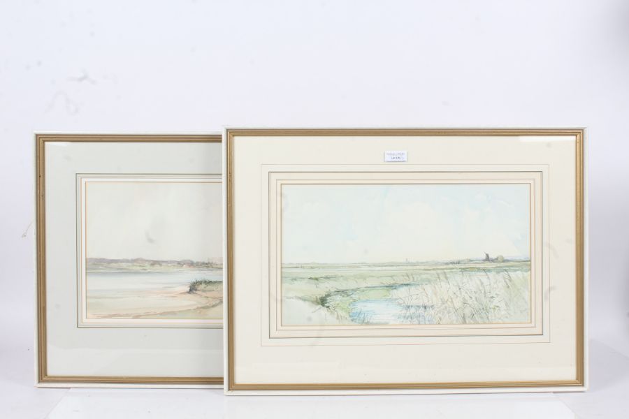 Jason Partner L.S.A (British, 1922-2005) 'Blythburgh Across The Estuary' & 'Marshes Near Halvergate' - Image 2 of 2