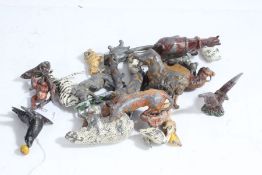 Collection of lead and cast metal farm and exotic animals (qty)