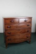 Victorian mahogany chest of drawers, consisting of two short and three long drawers, raised on