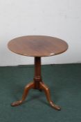 19th century mahogany occasional tilt top table, the circular top above a cylindrical stem above