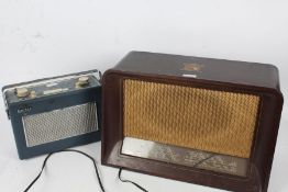 HMV wooden cased radio, with bakelite knobs, together with a Hacker radio (2)