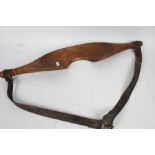 Early 20th century elm yolk, with leather strap, 90cm long