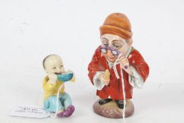 A Royal Worcester figure of a Chinese boy, modelled by Doughty; together with a Naples figure (2)
