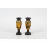 Pair of 19th Century spa painted wood vases, 13cm high