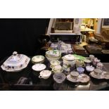 Collection of porcelain, to include a Royal Copenhagen pickle dish, three Newhall cups - two with