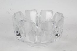 Orrefors crystal glass bowl, each side engraved NDHA, signed to base, 18.5cm diameter