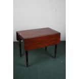 Victorian mahogany pembroke table, the rectangular top above turned legs, 92cm wide 73cm high