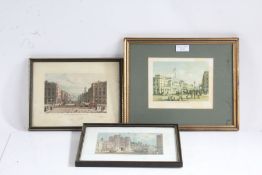 'St Jame's Place, Pall Mall', Regent Street from Piccadilly' and 'The Italian Opera'  Three etchings