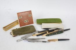 Collection of pens, to include a Conway Stewart 15 fountain pen, Sheaffer gold plated fountain,