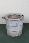 20th century galvanized bin, with a ribbed body, 53cm high